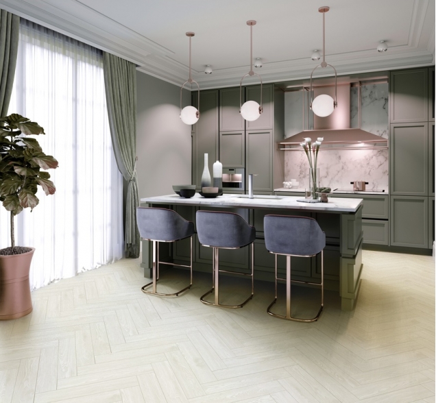 Виниловый ламинат SPC "Cronafloor" Herringbone Дуб Нант (640*128*4,5 мм) — купить в Ногинске