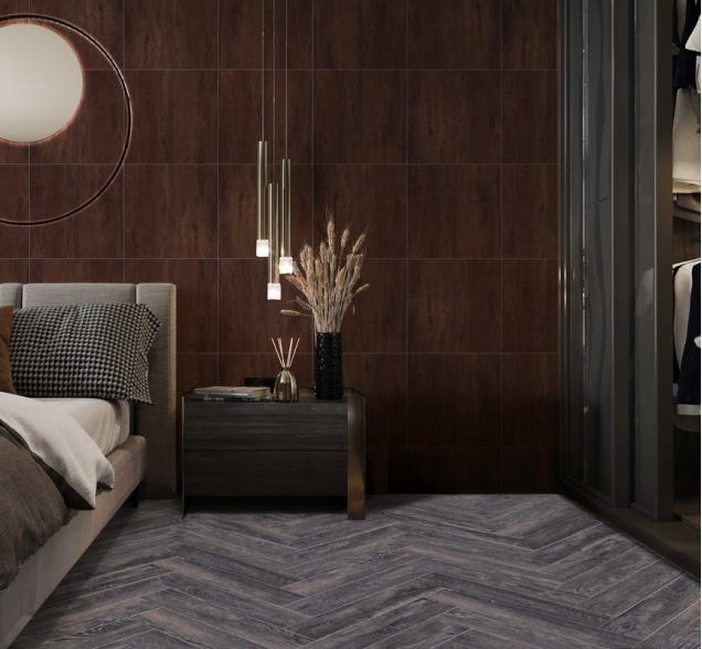 Виниловый ламинат SPC "Cronafloor" Herringbone Дуб Бордо (640*128*4,5 мм) — купить в Ногинске